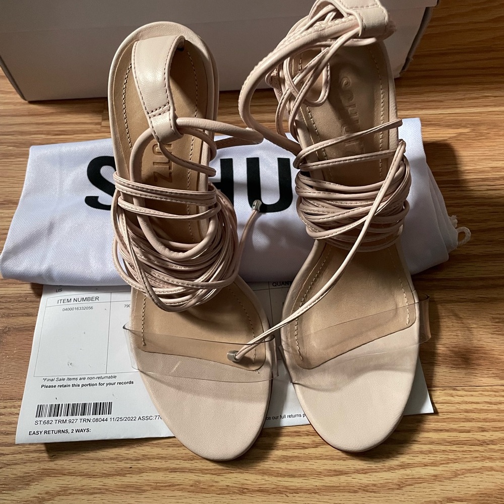 Authentic Schutz Jessie Clear Strap Stiletto Sand… - image 2